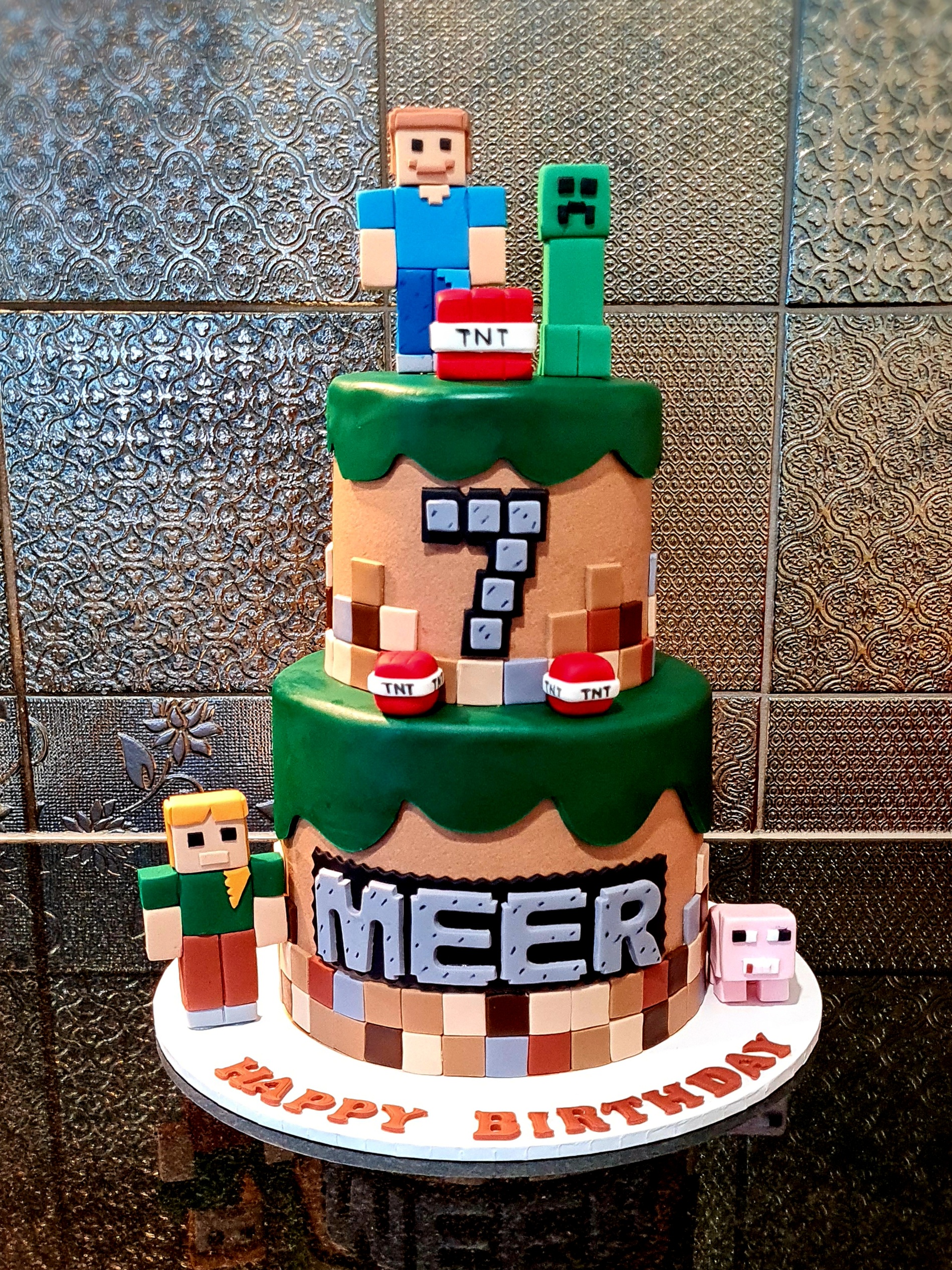 Minecraft Themed Cake for Meer's gaming Birthday celebration